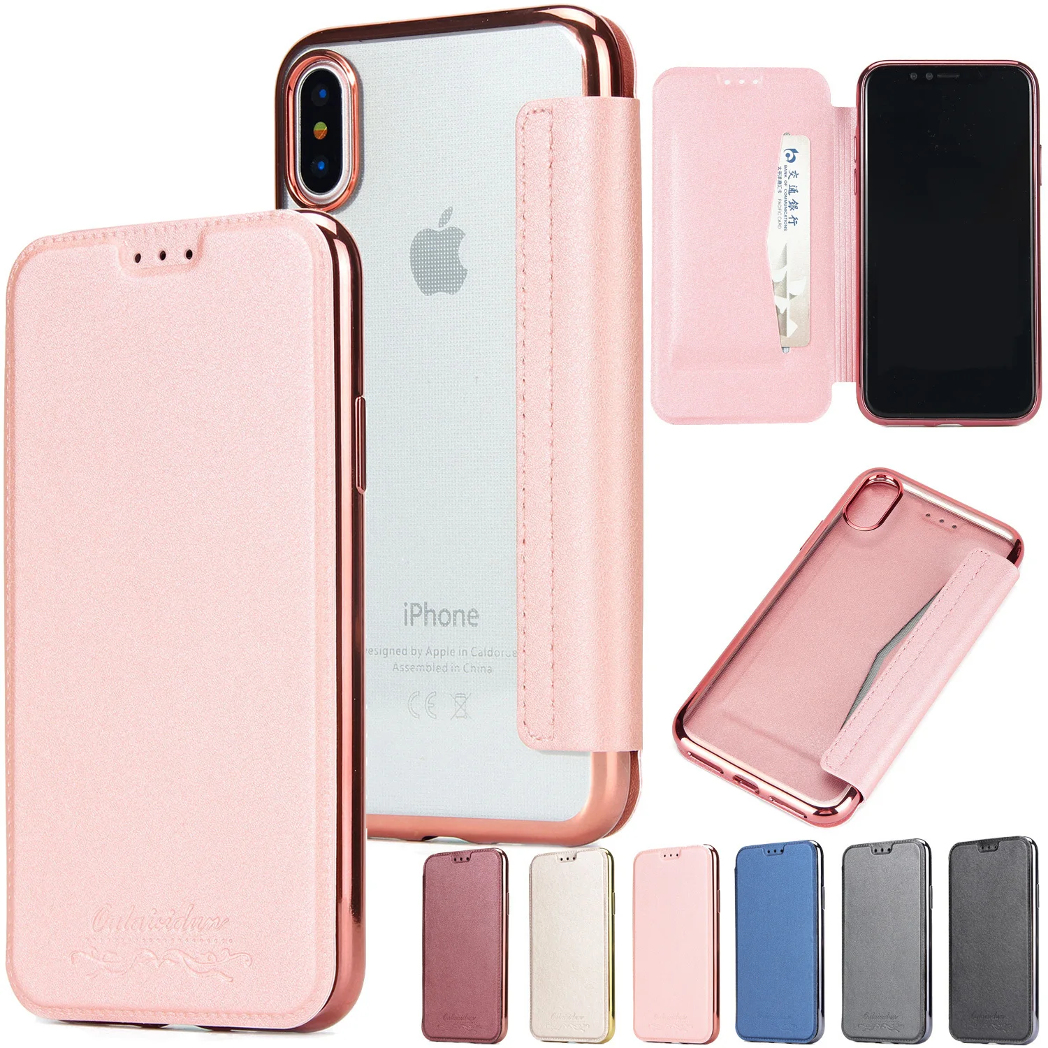 Luxury Brand For IPhone 7 Case Plating Edge Flip Case For Iphone X 6 6s 8 Plus XS Max Xr Cover Bussiness Leather Phone Cover