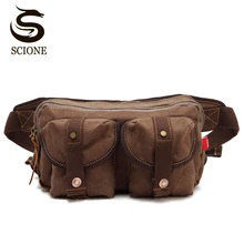 Мужские поясные многофункциональные сумки из высоко-качественного холста 3 цвета Прямая