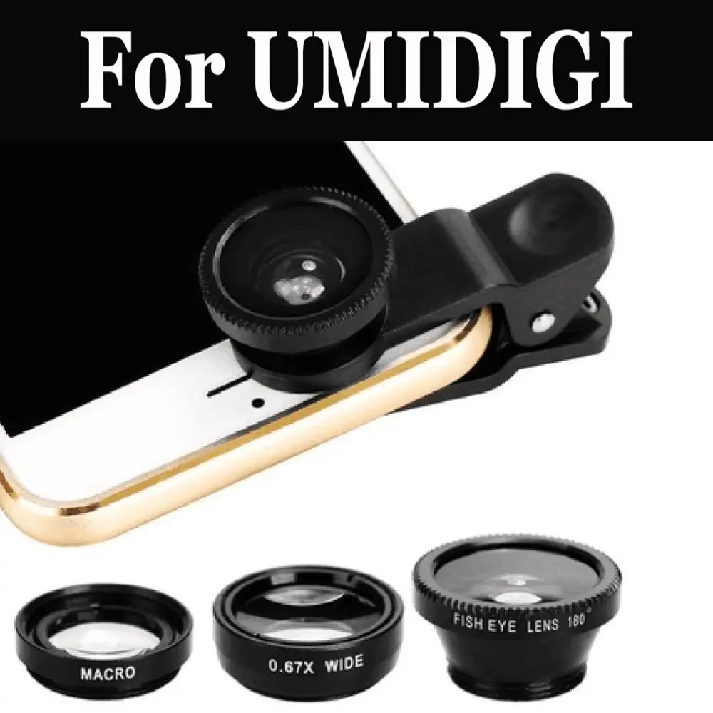 

Fish Eye Lens 3in1 Phone Wide Angle Smartphone Clip For UMIDIGI G C Note 2 Crystal C2 Z1 Pro S Z1 A1 Pro A3 One Pro Max Z2 Pro