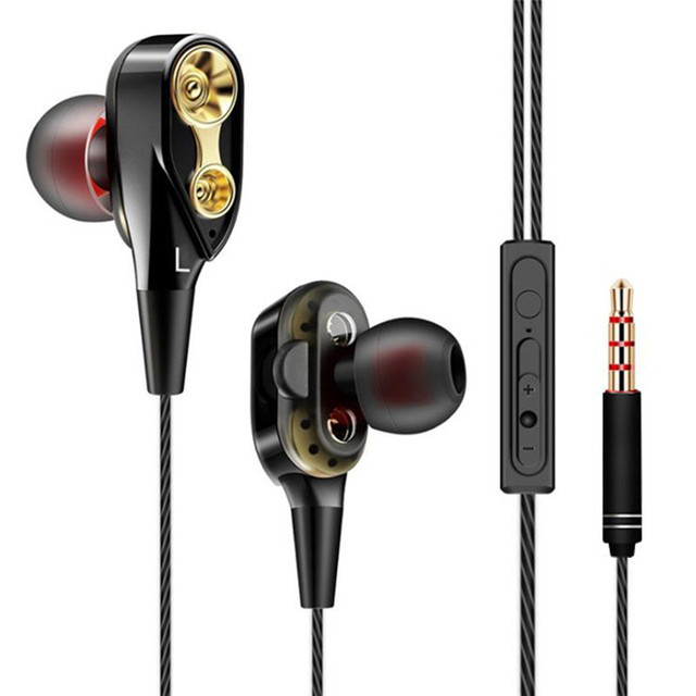 V3S Stereo Headset Double Unit Drive In Ear Earphone Bass Subwoofer Headset For Iphone Samsung Xiaomi Huawei Sports Headset