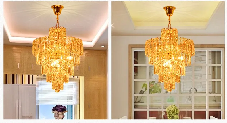 Pingente de Cristal de Luxo Sala de Estar Sala de Jantar Lâmpada Shixnimao Crys Estilo Europeu Quarto Nova Champagne Cristal 4 High Quality Luzes e Iluminação