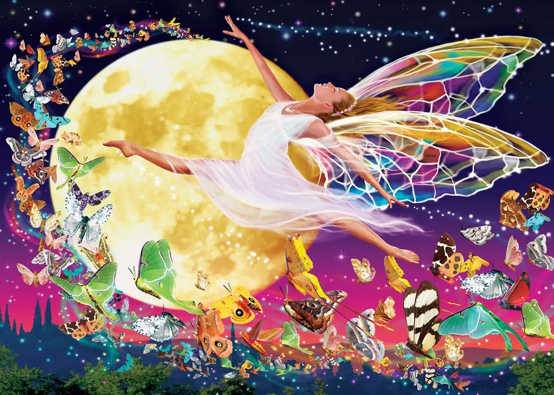 

Diamond Painting Full Square/Round Dreamy Dancing Woman Butterflies Flying Big Moon Daimond Painting Embroidery Cross Stone L059