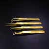 High Precision Eyelash Tweezer Golden Stainless Steel Vetus Tweezer Non-magnetic Volume Eyelashes Extension Makeup Tools 3