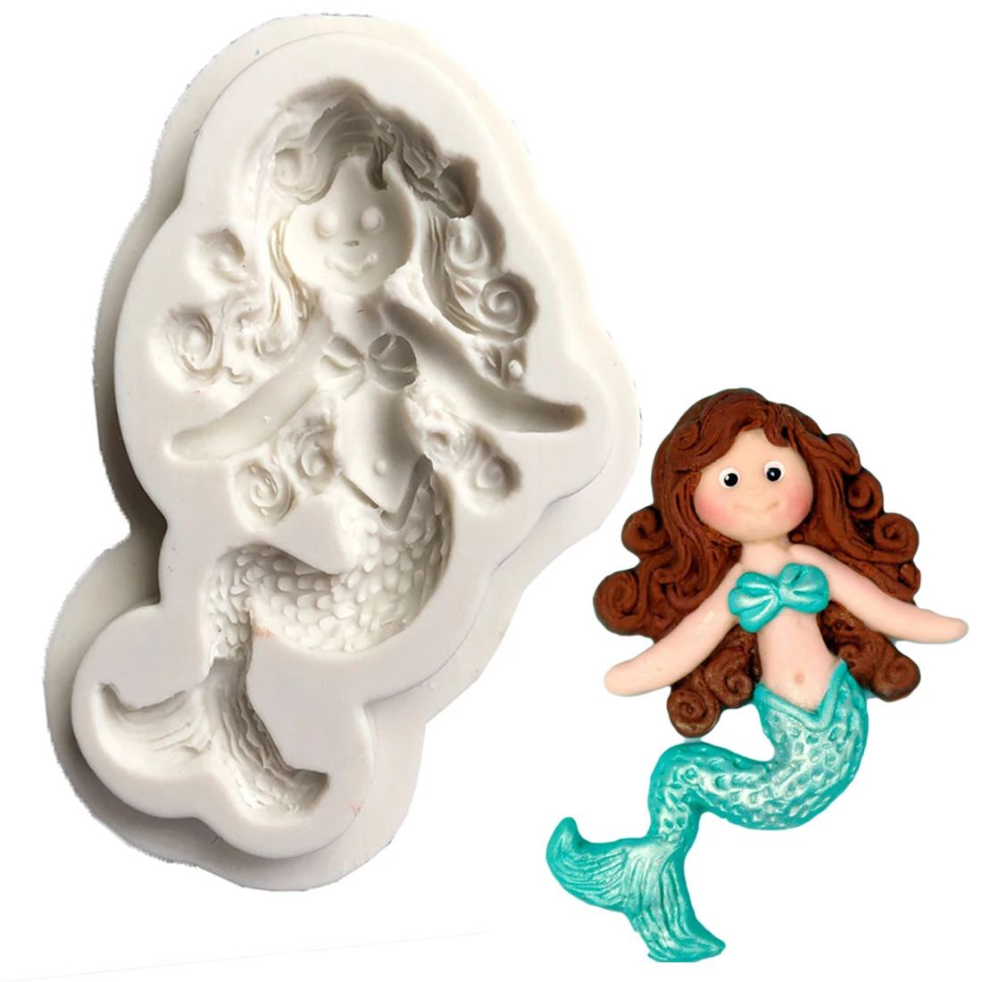 

1PC Mermaid Tail Silicone Mold Fondant Cake Mold 3D Decorating Tools Kitchen Baking Gum Paste Chocolate Candy Molds
