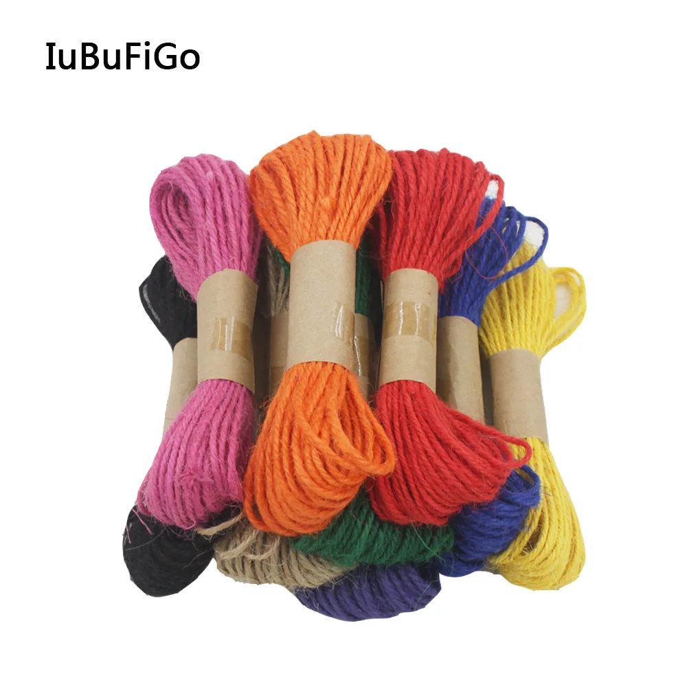 

[IuBuFiGo] DIY Colored Jute Twine Rope Ribbon Thread For Gift Wrap Packing Crafts Scrapbooking Trag Decorations