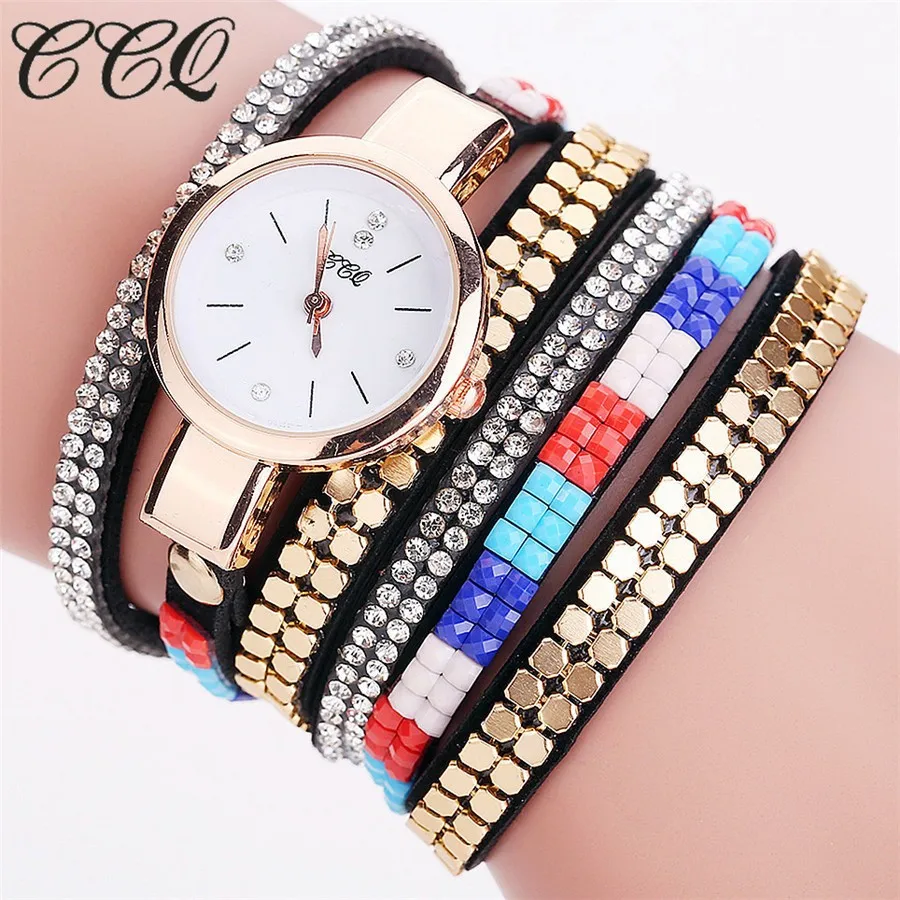 

CCQ New Fashion Women Dress Watch Crystal Gold Bracelet Watch Women Ladies Fashion Casual Bangle Dress Watch Clock