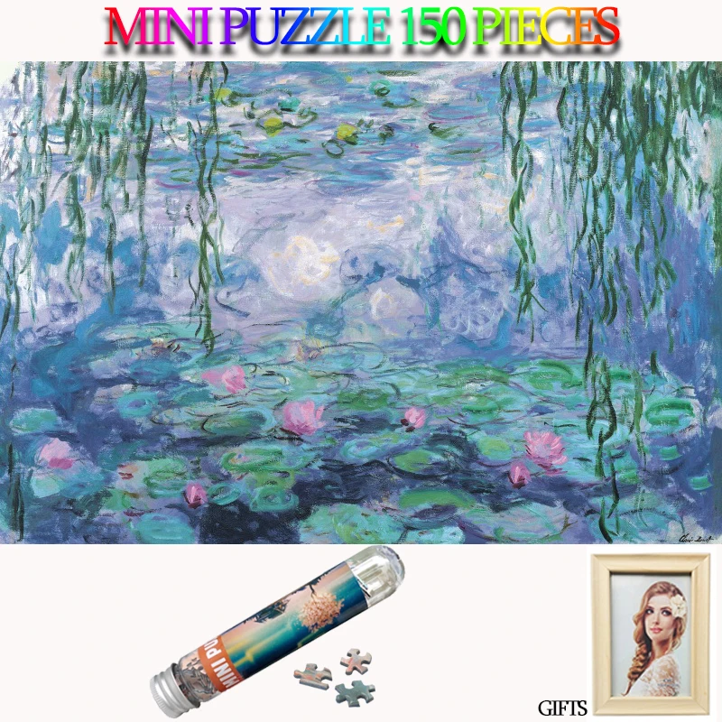

MOMEMO Water Lily 150 Pieces Paper Puzzle Famous Painter Claude Monet Oil Painting Jigsaw Puzzles Landscape Puzzle for Adults