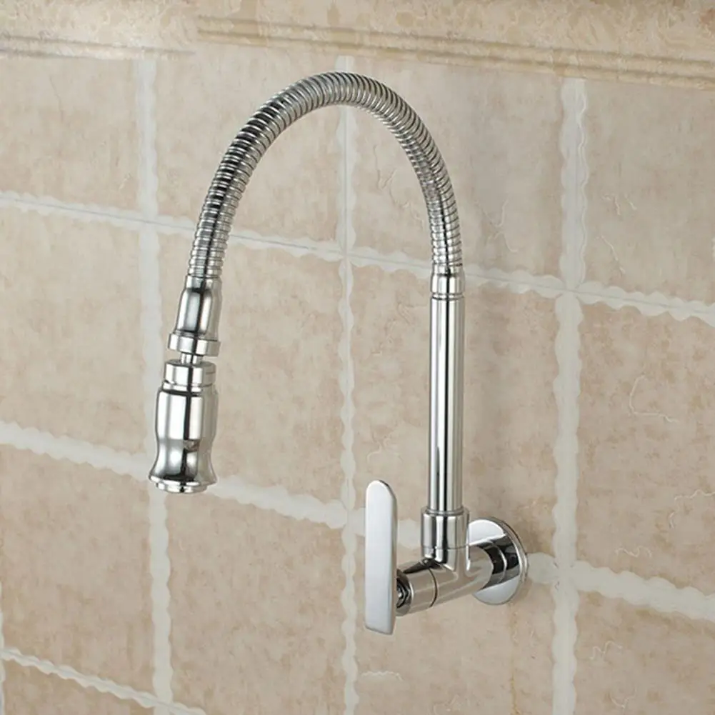 

Durable Single Handle Kitchen Faucet Cold Water Wall Mounted Brass Taps Accessary