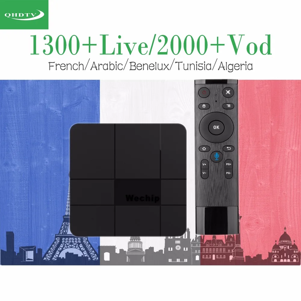 

Wechip V8 Plus AndroidTV 7.1 Smart TV Box 2G16G 1 Year QHDTV Code Subscription French Benelux Arabic IPTV Channels Set top box