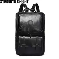 Men Laptop Backpack 15.6 Inch Daily Work Backpack Men Black Leather Schoolbag High School back pack mochila escolar