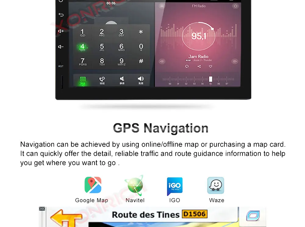 Best 7 inch Android 8.1 Universal Car Multimedia Radio Player Stereo Head unit Steering Wheel NO DVD Quad Core Wifi GPS Navigation 18