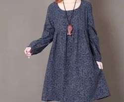 Floral Long-Sleeve Maternity Dress Cotton/Linen Clothes for Pregnant Women Autumn Clothing for Pregnancy 2018 New Fashion