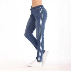 2019 новые женские джинсы Осенние эластичные Плюс плотные ноги свободные ленты повседневные джинсы женские модные женские брюки