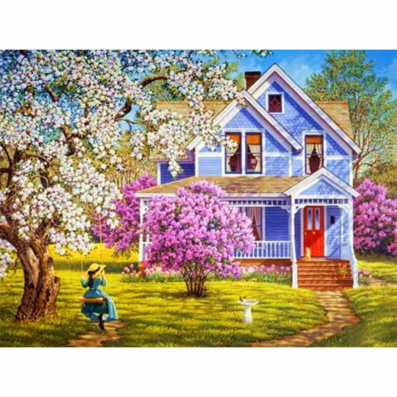 

5D DIY Diamond Painting Little Girl's Villa landscape Embroidery Full Square Diamond Cross Stitch Rhinestone Painting Home Decor