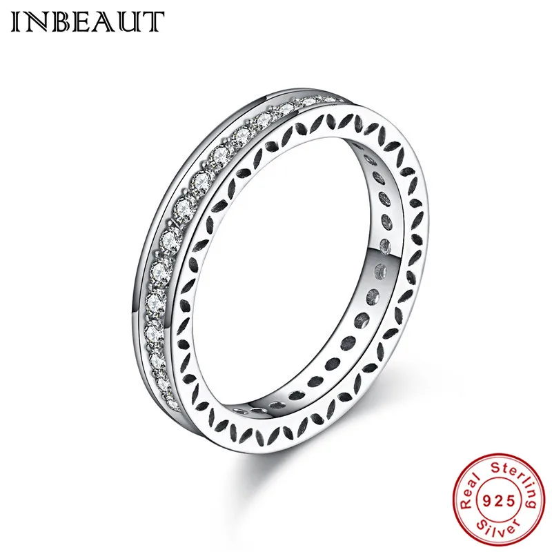 

INBEAUT Fashion 925 Sterling Silver Round Zircon Ring for Women Handcrafted Paved CZ Wedding Rings Jewelry Finger Accessories