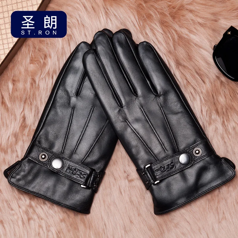 Autumn And Winter Male Leather Gloves Thermal Sheepskin Gloves Genuine Leather Gloves Male St6058b