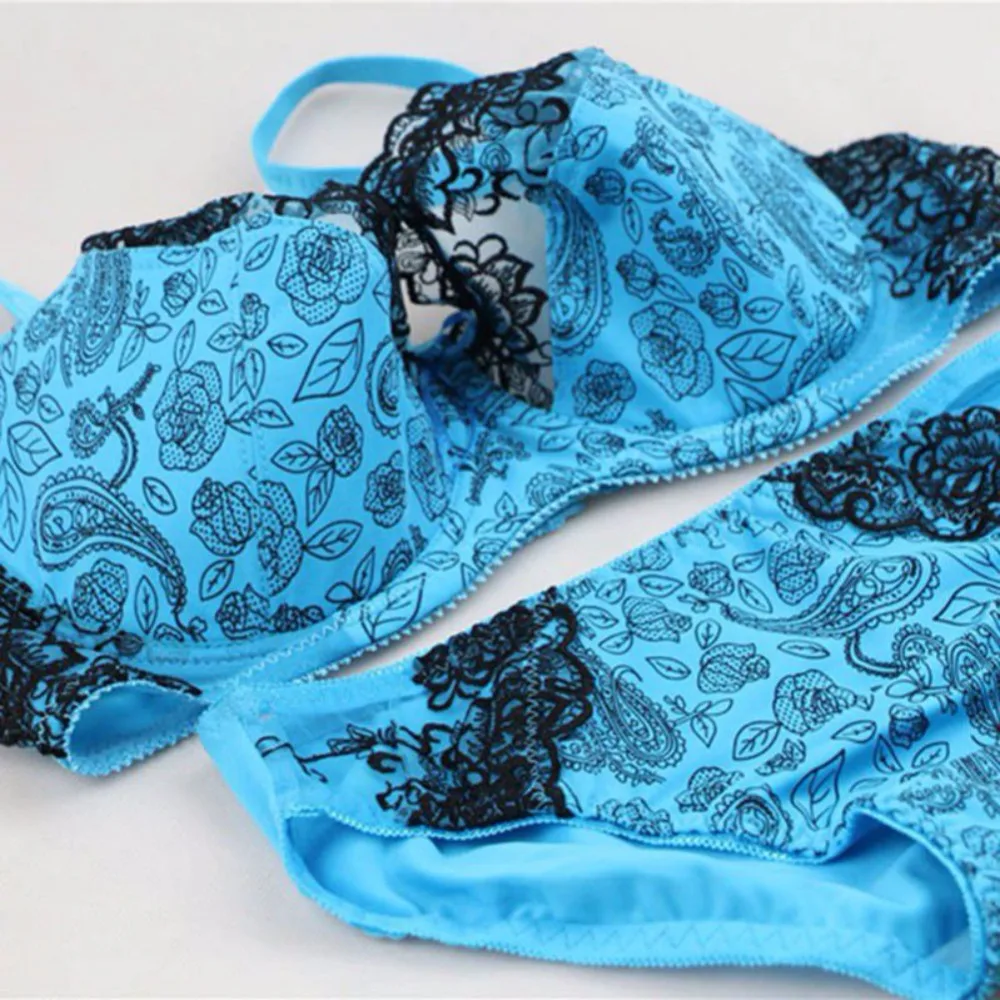 ROPALIA Lingerie Brassiere D Cup Push Up Bra Sets Nylon Lace Floral Sexy Underwear Elegant Full Cup Bras Pant For Women Big Size