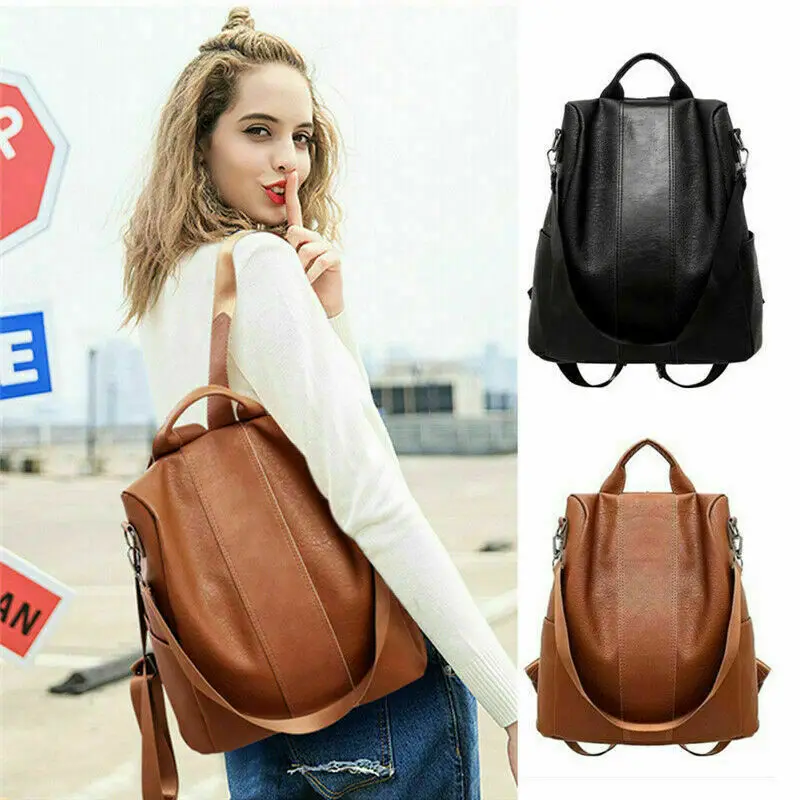 

2019 Newest Hot Women’s Solid PU Leather Softback Backpack Anti-Theft Rucksack School Shoulder Bag Black Brown Backpacks