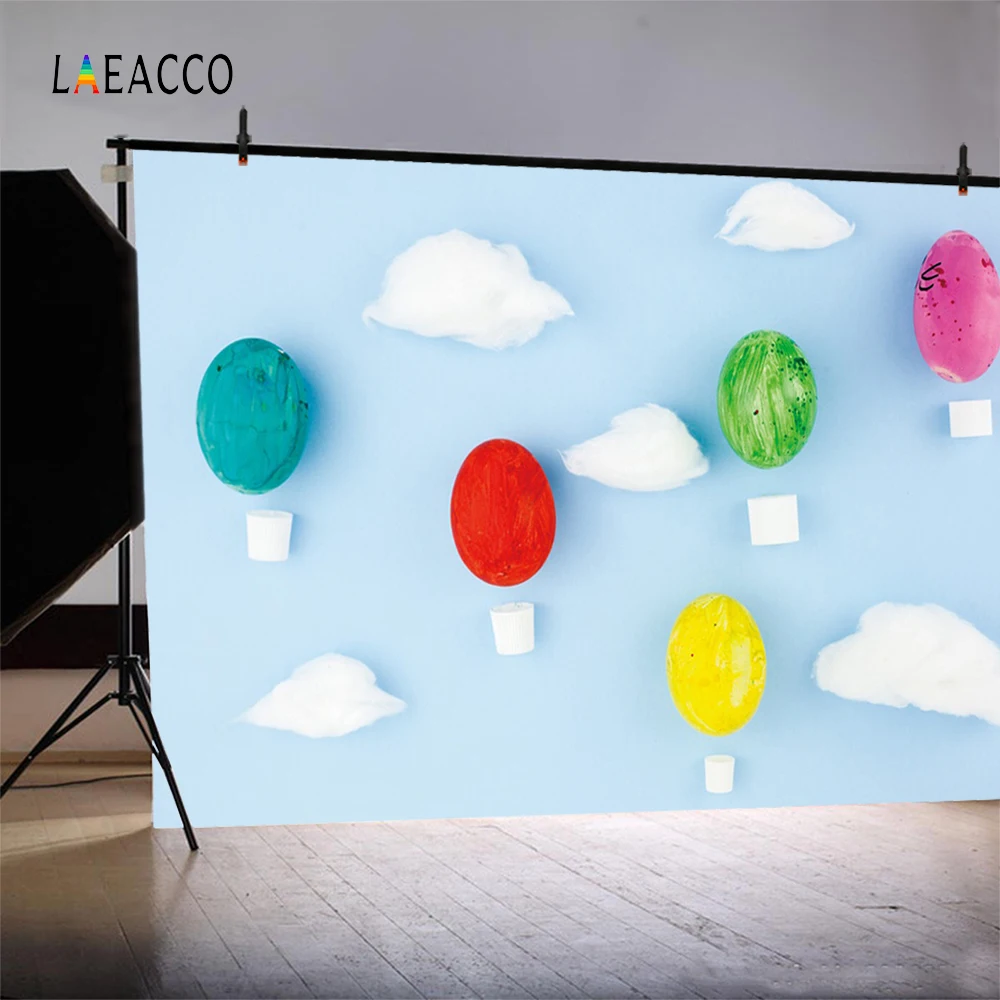 Laeacco Color Eggs Sky Clouds Baby Newborn Children Photography Backgrounds Customized Photographic Backdrops For Photo Studio