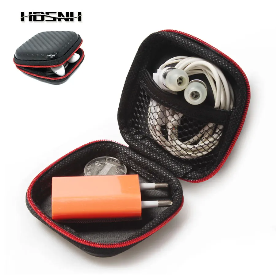 

Portable Carry Square Shock Storage Memory Card USB Cables Bag Zipper Grid Layer Earphone Storage Case Bag Headphone Accessories