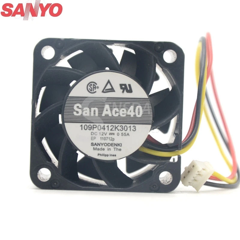 

For Sanyo 109P0412K3013 4cm 1U server fan 4028 12V 0.55A 40*40*28mm cooling fan