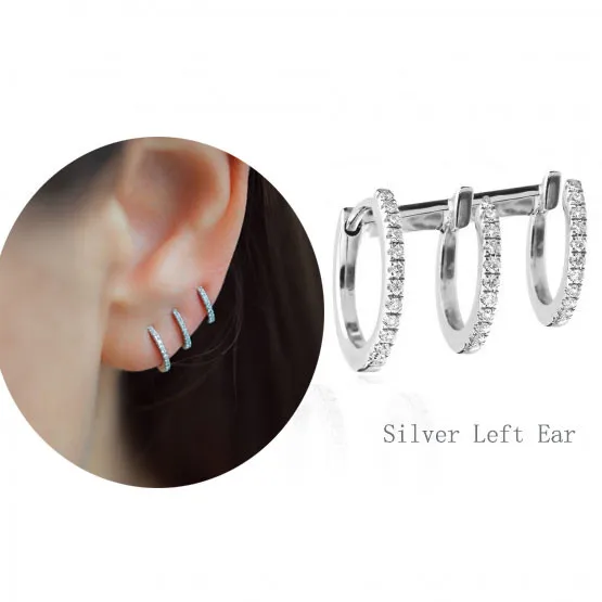 Slovecabin 925 Sterling Silver Single Mara Triple Right Gold Ear Cuff Hoop Earring Clip Circle Women Loop Earcuff Women Jewelry - Окраска металла: Silver Left EarCuff