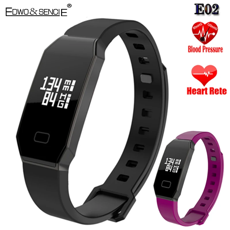 2017 New EDWO E02 Smart Wristband Bluetooth 4 0 IP67 Waterproof Heart Rate Smartband Blood Pressure
