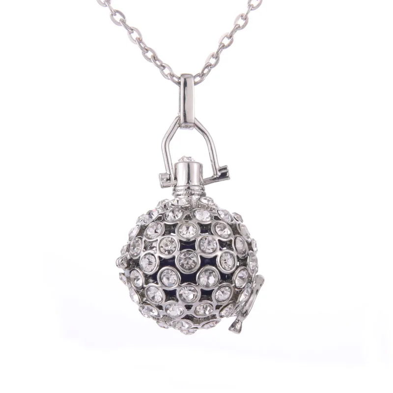 Rhinestone Mexico Ball Aromatherapy Jewelry Essential Oil Diffuser Necklace Pregnancy Lockets Pendant Necklace Pregnancy Balls - Окраска металла: N2333-SILVER