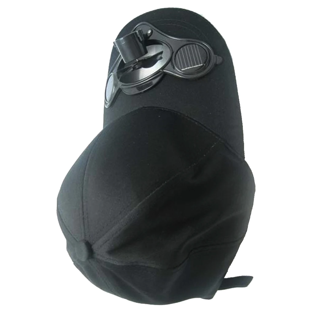 

2019 New Cloth Power Cap Outside Sport Cooling Fan Hats Solar Powered Air Fan Cooled Baseball Hat 22 cm Black
