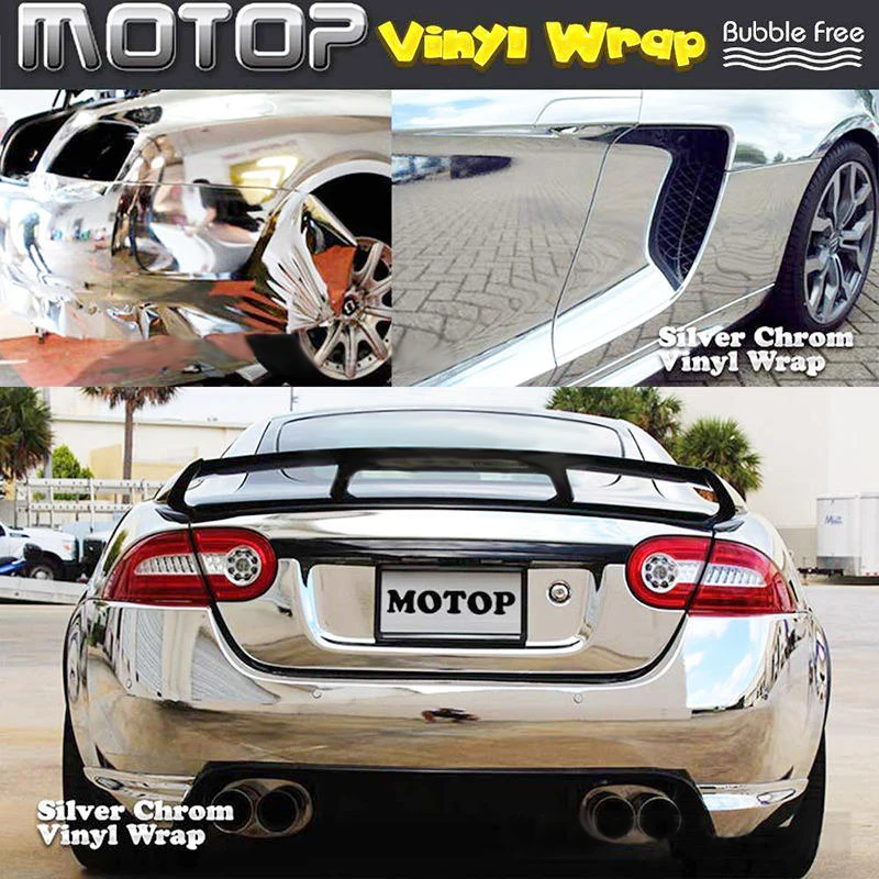 JX-LCLYL 12x60" 30*152CM DIY Car Vehicle 3D Vinyl Film Wrap Sticker Decal Silver Chrome