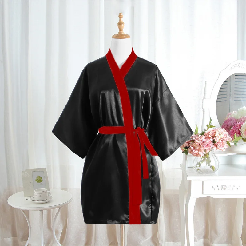 Размера плюс свадебные туфли для невесты или подружки невесты туалетн мини-кимоно красные женские короткие банный халат юката Ночная рубашка, одежда для сна, ночная рубашка - Цвет: C - 6