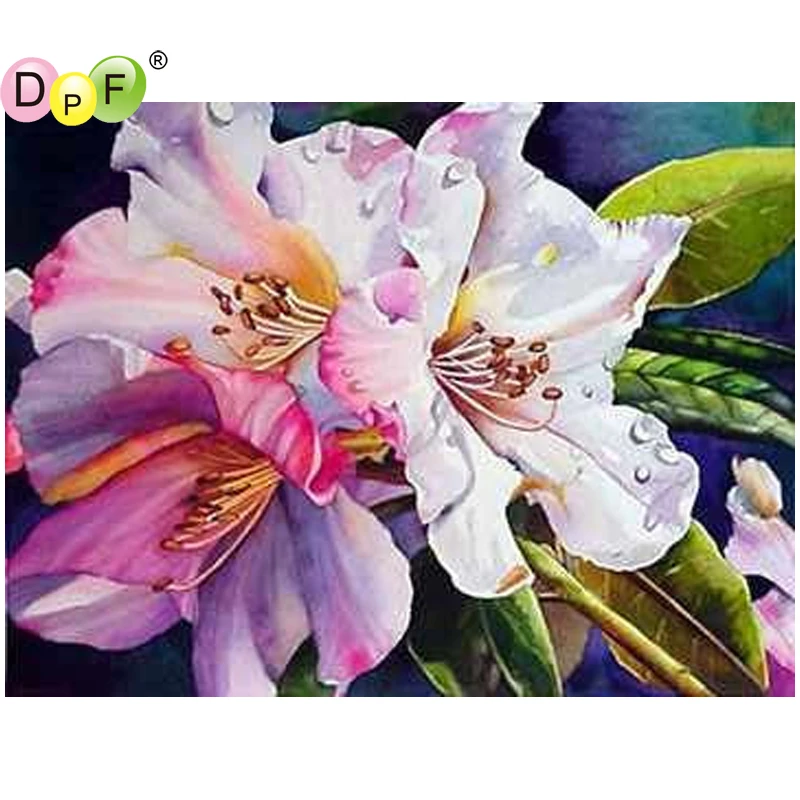 DPF DIY Flowers drop 5D diamond painting cross stitch needlework mosaic kit square home decor embroidery crafts | Дом и сад