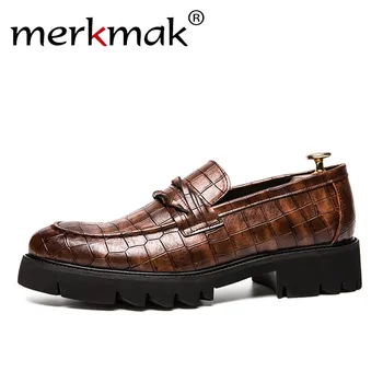 

Merkmak Classic Crocodile Skin Oxfords Men Shoes Summer Casual Shoe Man Fit Wedding Party British Men's Footwear Male Flats