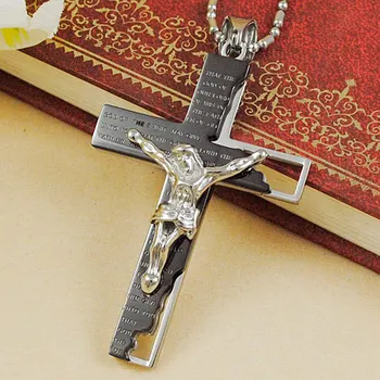 

Classical Catholic Church Stainless Steel Jesus Cross Necklace Religion Crucifix Pendant Jewelry For Men Women Christmas Gift