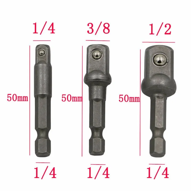 3 шт./компл. 1/4 3/8 1/2 шестигранным хвостовиком Drive Мощность сверло Насадка На отвёртку карданный шарнир Драйвер адаптер