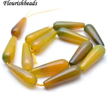 10X30 мм Гладкий лимонный желтый Агат Длинные Капли камень свободные бусины 5 нитей в партии Изготовление ювелирных изделий