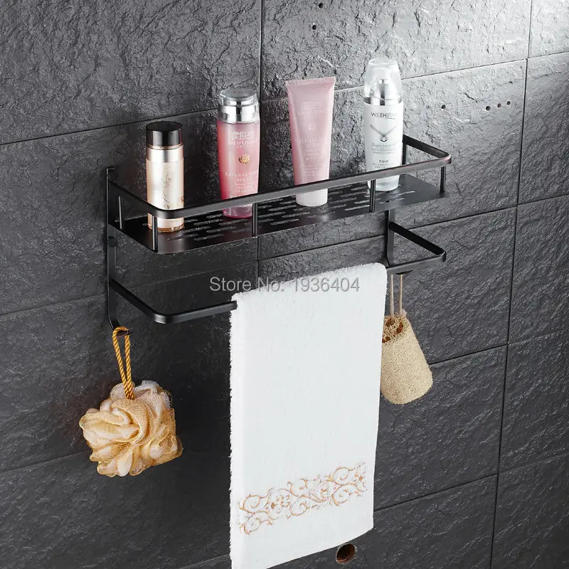 Basket Shelf Black Finish Towel Rack High Quality Retro Basket Shelf