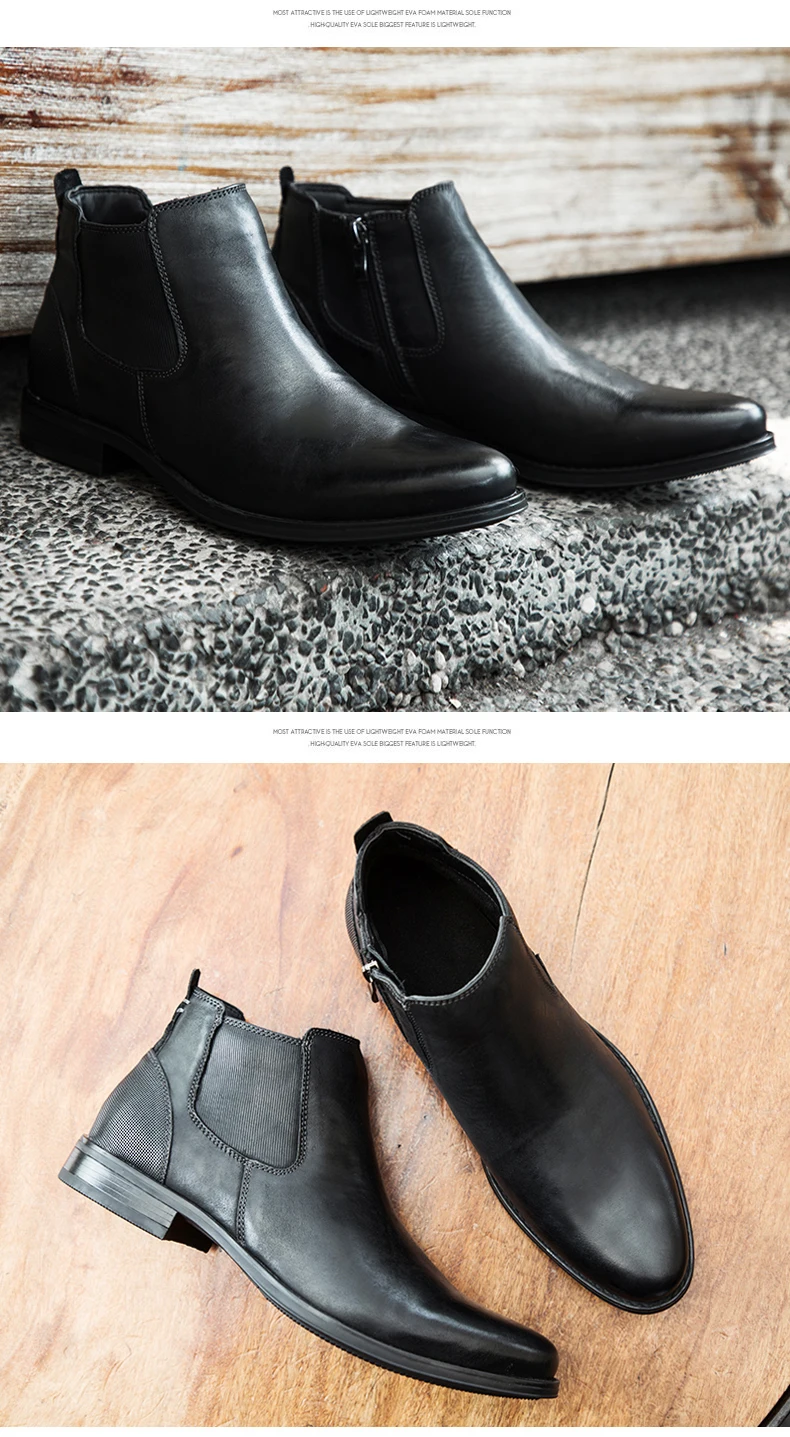 DESERT RAM Brand Men's Boots Genuine Leather Oxford Dress Shoes Male British Chelsea Shoe Mens Winter Business Point Footwear (12)