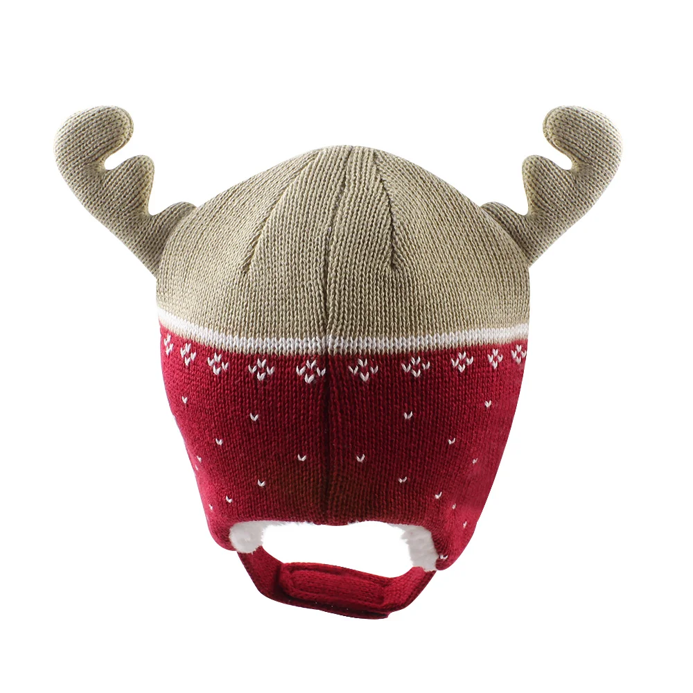 Elk Christmas Baby Hat Cartoon Winter Baby Beanie Knit Warm Boy Hat Fleece Lined Cute Toddler Girls Beanie Baby Boys Clothing (5)