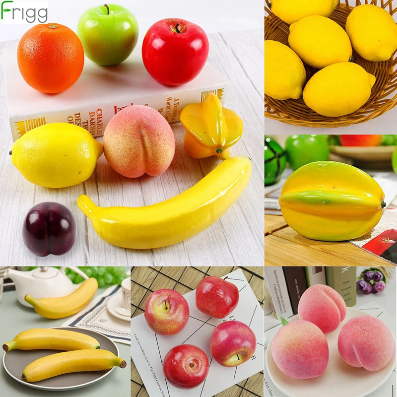 

Frigg Plastic Fruit Fake Fruit Apple Lemon Peach Orange Pear Mini Plastic Fruit Artificial Fruit For Home Photography Props