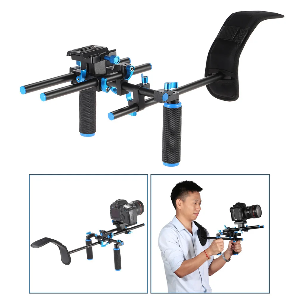 bilder für Video-schulter-einfassung Unterstützung Rig Stablizer mit 15mm Rod Double-hand Handgriff Eingestellt c-förmigen Halter für DSLR Kamera Camcorder bilder für Video-schulter-einfassung Unterstützung Rig Stablizer mit 15mm Rod Double-hand Handgriff Eingestellt c-förmigen Halter für DSLR Kamera Camcorder