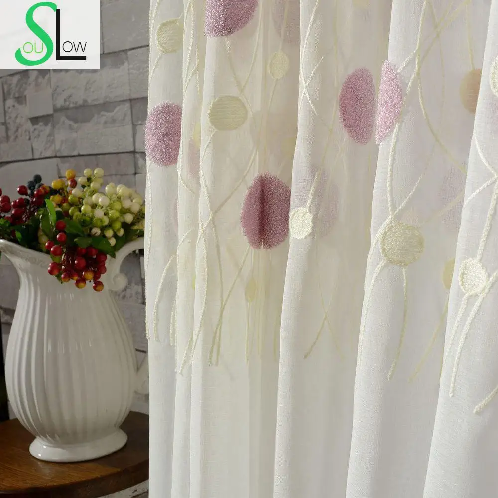 

Dream Bubble Embroidery Curtain Cotton French Window Pastoral Sheer Curtains Tulle Living Room Bedroom Kids Modern Children