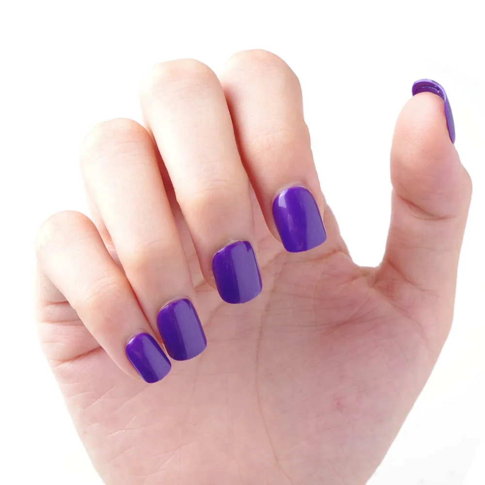 Гель цвет диаграммы предварительно клей поддельные ногти короткий нажмите на стиль сплошной черный розовый фиолетовый красный полное покрытие Овальный палец для дизайна ногтей ногти