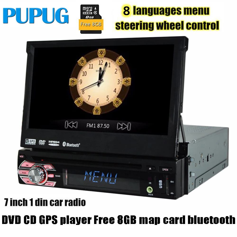

Double din car radio map car dvd gps player 1 din universal GPS video Multimedia Bluetooth 7 inch autoradio 1Din car gps nav