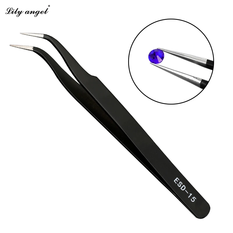 Stainless Nail Tweezers Nail Art Rhinestone Paillette Nipper Manicure