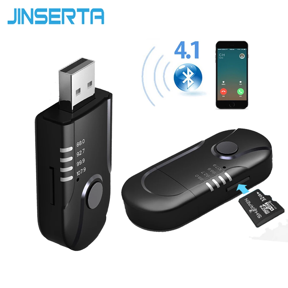 JINSERTA USB питание Bluetooth fm-передатчик автомобильный AUX аудио плеер TF музыкальный адаптер приемник громкой связи в автомобиле FM модулятор