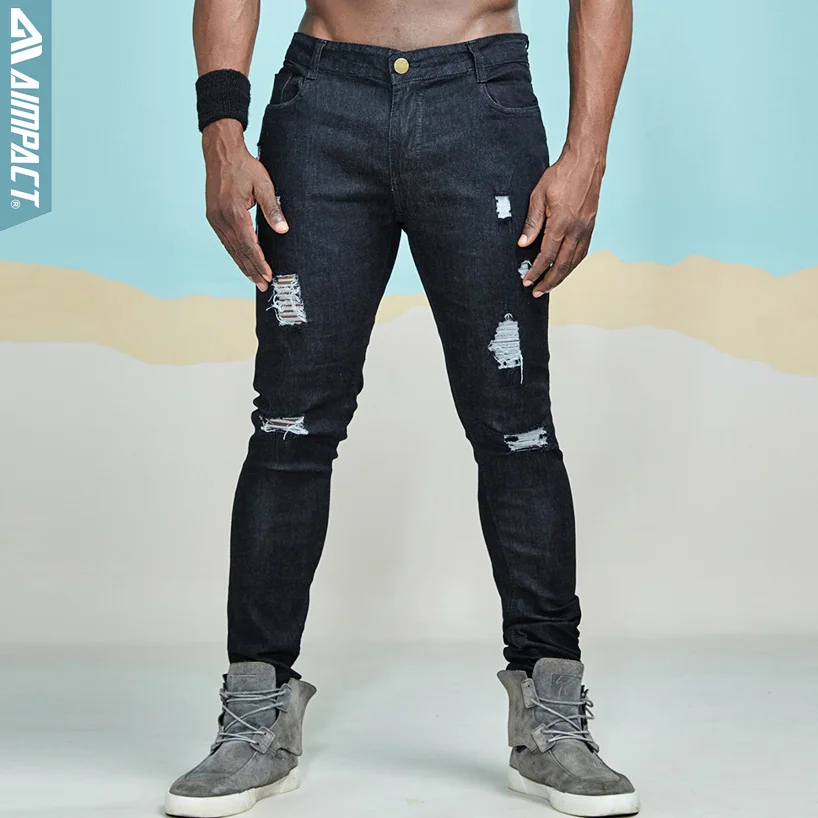 

Aimpact Men's Jeans Slim Fit Ripped Jeans Hi-Street Distressed Denim Joggers Knee Holes Washed Destroyed Skinny Jeans AM5034