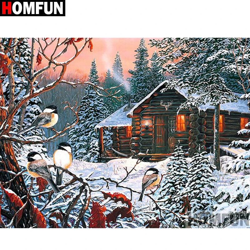 HOMFUN 5D DIY камни в форме ромба/Набор для рисования с круглыми камнями и полотном