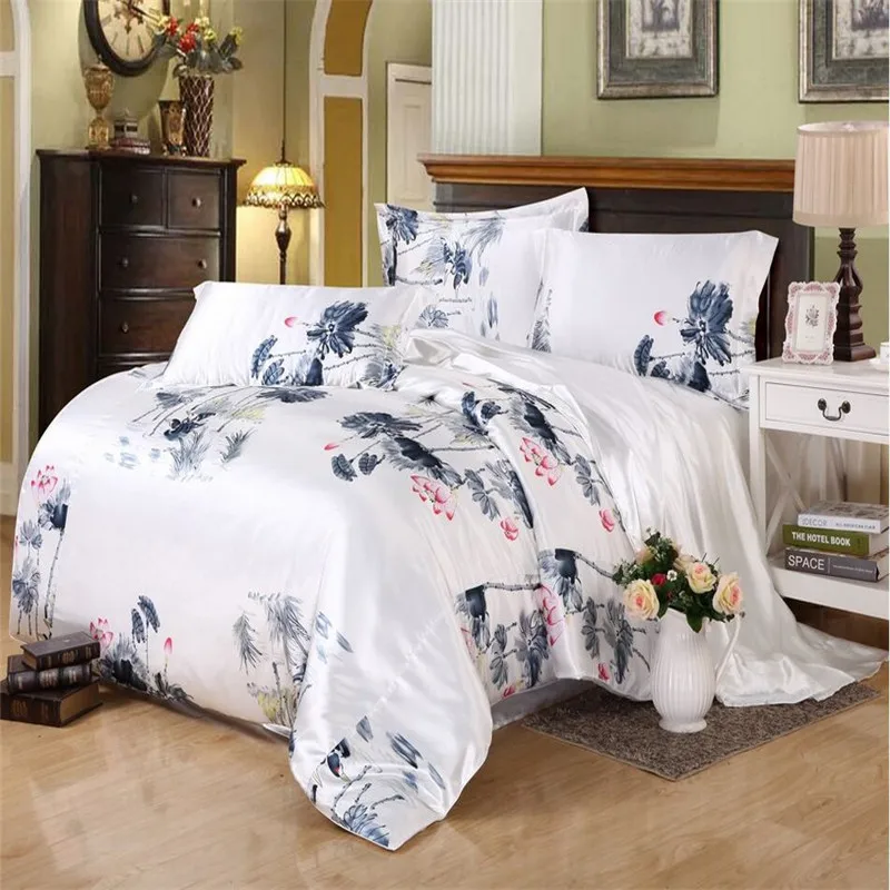 Home Textile silk bedding set duvet cover set silk bedding Chinese