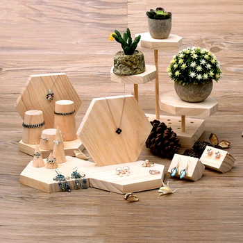 

Wood Jewelry Display Holder Wood Ring Bracelets Holder Pendant Necklace Earrings Holder Jewellery Display Stand